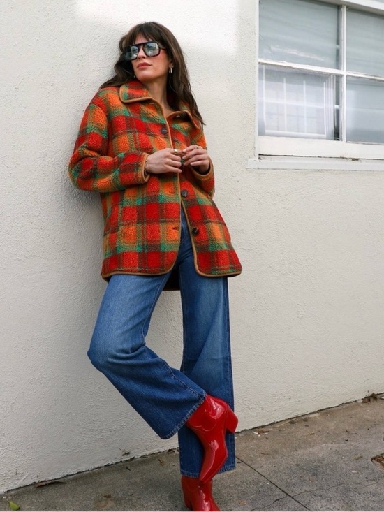 Lisa Says Gah Jackets & Blazers - Lisa Says Gah Jesse Sherpa Plaid Coat Jacket M/L G